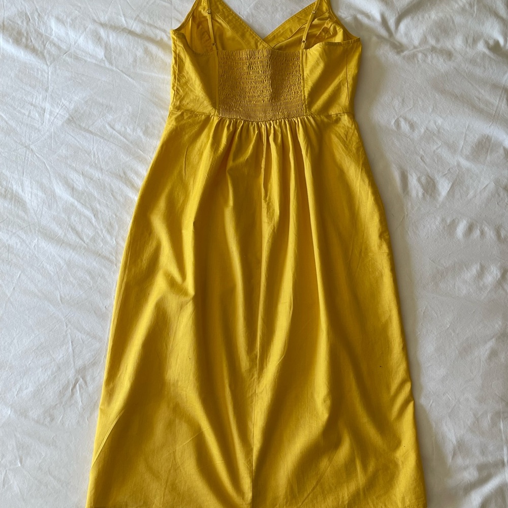 Express Asymmetrical Button Front Midi Dress | Small | Yellow - Picture 3 of 6